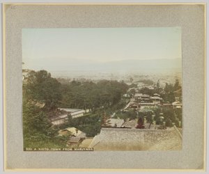 円山から見た京都の町並み（手彩色のモノクロ写真 作： Japanese Photographer