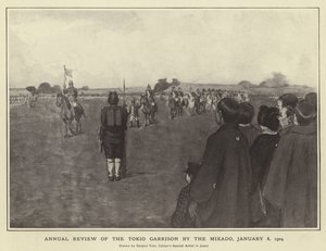 1904年1月8日、ミカドによる東京守備隊の年次レビュー 作： Japanese Photographer