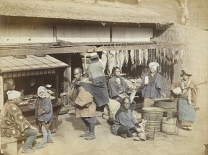 日本のマーケットプレイス（手彩色のモノクロ写真 作： Japanese Photographer