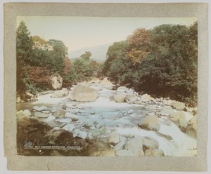 神奈川県・箱根・宮城野の渓流（手彩色白黒写真 作： Japanese Photographer