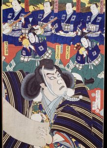 役者、語り部、三味線奏者、歌舞伎のシーン 作： Japanese School