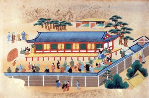 アーチェリーコンテスト、「日本と中国の芸術のケンペルコレクション」のイラスト、エンゲルベルトケンペル作、1672年頃（カラーリソ） 作： Japanese School