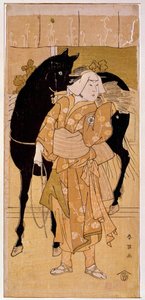 農民と馬を演じる役者 19世紀の日本の版画です。パリ、ギメ美術館、国立アジア美術館 作： Japanese School