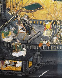 ポルトガル人の来日、屏風、南蛮美術 作： Japanese School
