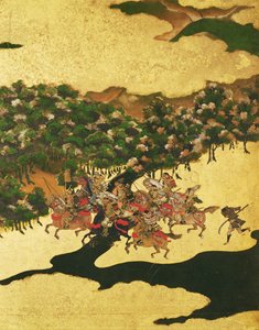 桃山時代（1568-1615）の1156年の法源の戦い（紙にインク） 作： Japanese School