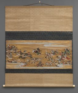 雲中の合戦図（掛軸 作： Japanese School