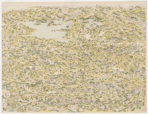 江戸から京都までの木曽街道の鳥瞰図、1819年 作： Japanese School