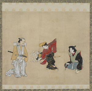 江戸時代のなりひら踊り（紙に墨、色、金） 作： Japanese School