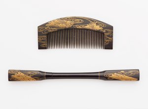 櫛とヘアピン、19世紀後半から20世紀初頭（ラッカーと金の角と木）