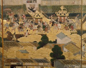 洛中洛外図』細部 1616-24年頃 紙本墨画・彩色・金箔