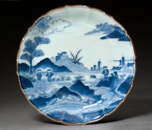 皿、有田焼、恐らく18世紀（下釉青土器） 作： Japanese School