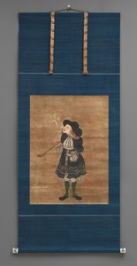 オランダ商人 18世紀初頭（水彩画、陶器のつまみ付き 作： Japanese School