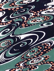 19世紀末のファブリックデザイン（木版画のトイレ） 作： Japanese School