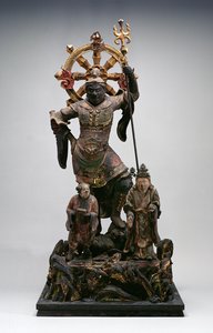 鎌倉時代の守護神の像、12〜14世紀（木）