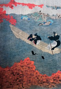 釣り、ユキヒデ、土佐派、シルクペインティング、日本 作： Japanese School