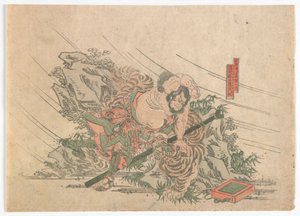 水の縁の英雄、江戸時代、1830年代（カラー木版画） 作： Japanese School
