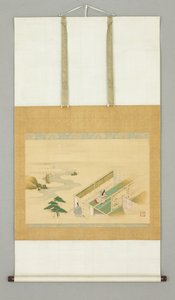 風景の中の家 18世紀初頭 紙にインクとカラーで描かれている 作： Japanese School