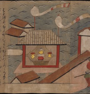 日本館、「大勝館」挿絵（紙に墨・彩色） 作： Japanese School