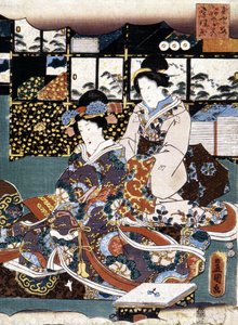 日本の版画：二人の女性、n.d. 作： Japanese School