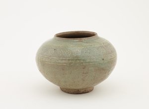 刻印とスリップインレイ装飾が施された瓶、1610-1630