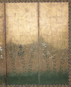 武蔵平野の月（紙に色と金）