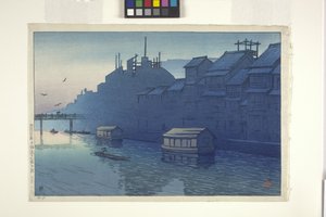 工場の朝 (カラー木版画) 作： Japanese School