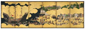 江戸時代のポルトガル貿易船の到着を描いた南蛮六つ屏風