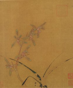 蘭（シルクにインク） 作： Japanese School