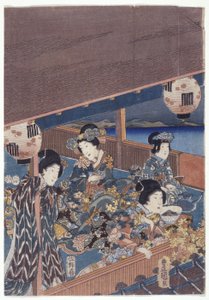 源氏三連祭壇画の一部（カラー木版画） 作： Japanese School