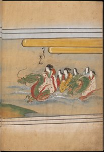 龍に乗る人々 「大勝館」挿絵（紙本墨彩） 作： Japanese School