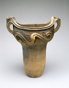 渦巻き模様のデザインの鍋、紀元前7500〜300年頃（低焼成セラミック粘土） 作： Japanese School