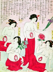 妊娠中の女性、1881 作： Japanese School