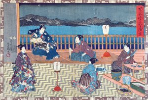 魚の準備（色木版） 作： Japanese School