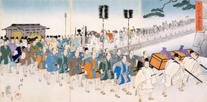 3月の武士（カラー木版画） 作： Japanese School