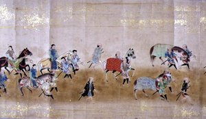 明暦元年（1651年）徳川家綱継承時の第六次朝鮮大使館 狩野益信（1625-94）作と思われる（巻物絵）（詳細 作： Japanese School