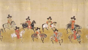 1651年に徳川家綱が継承された当時の名駅1にある駐日韓国第6大使館、おそらく加納増信（1625-94）（巻物）（詳細） 作： Japanese School