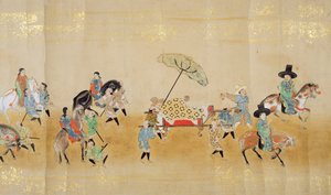 1651年に徳川家綱が継承された当時の名駅1にある駐日韓国第6大使館、おそらく加納増信（1625-94）（巻物）（詳細） 作： Japanese School