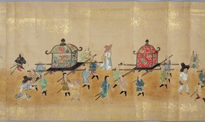 1651年に徳川家綱が継承された当時の明暦1日に駐在する第6の韓国大使館、おそらく加納増信（1625-94）（スクロールペインティング）（詳細）（79774＆120823も参照） 作： Japanese School