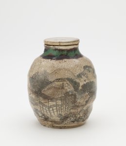 煎茶用茶壺、おそろい蓋付き、京都関連商品、煎茶壺（煎茶坪） 作： Japanese School