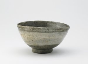 茶碗、はけめ型、江戸時代、18世紀〜19世紀（釉薬の下に白すべりを施した石器） 作： Japanese School