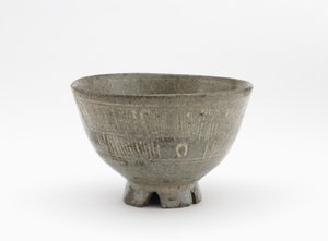 三島風の茶碗、佐賀県、江戸時代、17世紀初頭（白スリップを象眼した石器） 作： Japanese School