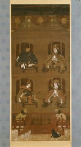 K？yasan寺院の4つの神々、14世紀後半、Nanbokuch？時代（1336年から92年）、掛け軸（絹にインク、色、金） 作： Japanese School