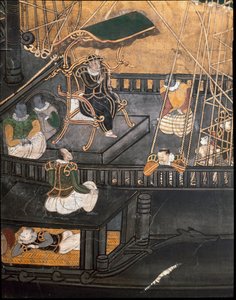 イエズス会のポルトガル人宣教師が日本に到着した時のポルトガル船（画 作： Japanese School