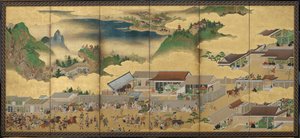 江戸時代の修験童子の物語、1625〜50年頃（インク、不透明な水彩、紙に金）