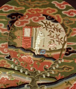 江戸時代の亀と野ウサギ（1600-1868）（絹刺繍）（詳細） 作： Japanese School