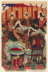 3枚の三連祭壇画、1868-1912（木版印刷）（406925および406927も参照） 作： Japanese School