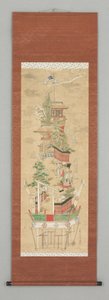 19世紀初頭の浮世絵シーン（掛軸） 作： Japanese School