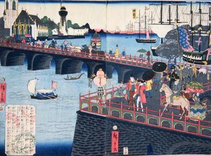 ロンドンの眺め、1860年頃（カラー木版画） 作： Japanese School