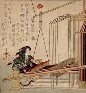 18世紀の日本の機織り。