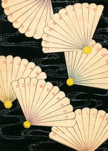 黒地に白のファン 作： Japanese School